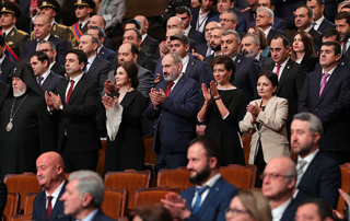 Nikol Pashinyan and Anna Hakobyan attend the inauguration ceremony of the newly elected President of the Republic of Armenia