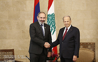 La visite de travail de Nikol Pashinyan au Liban a démarré: La rencontre  entre le Premier ministre par intérim de la République d'Arménie et le Président du Liban a eu lieu
